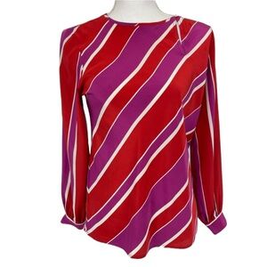 Nili Lotan Silk Top S/M Red & Fuchsia